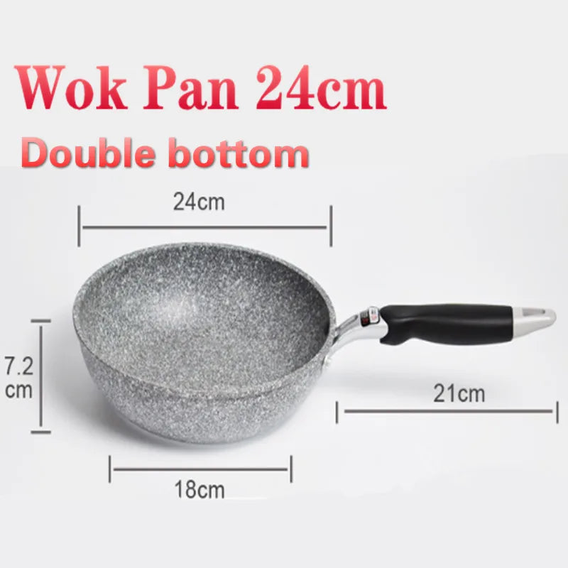 Non-Stick Stone Frying Wok Pan – Ceramic Skillet for Induction & Gas Stove, 20–28CM Sizes