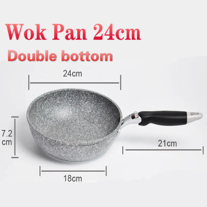 Non-Stick Stone Frying Wok Pan – Ceramic Skillet for Induction & Gas Stove, 20–28CM Sizes