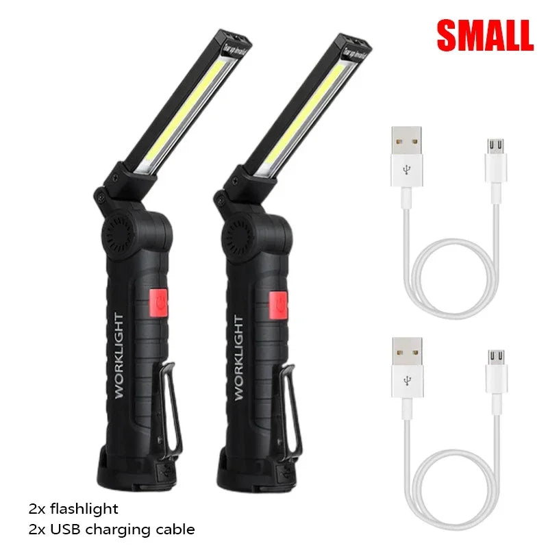 High Power LED Flashlight USB Rechargeable Camping Work Light Portable Outdoor Torch with Magnetic Base for Emergency Lighting