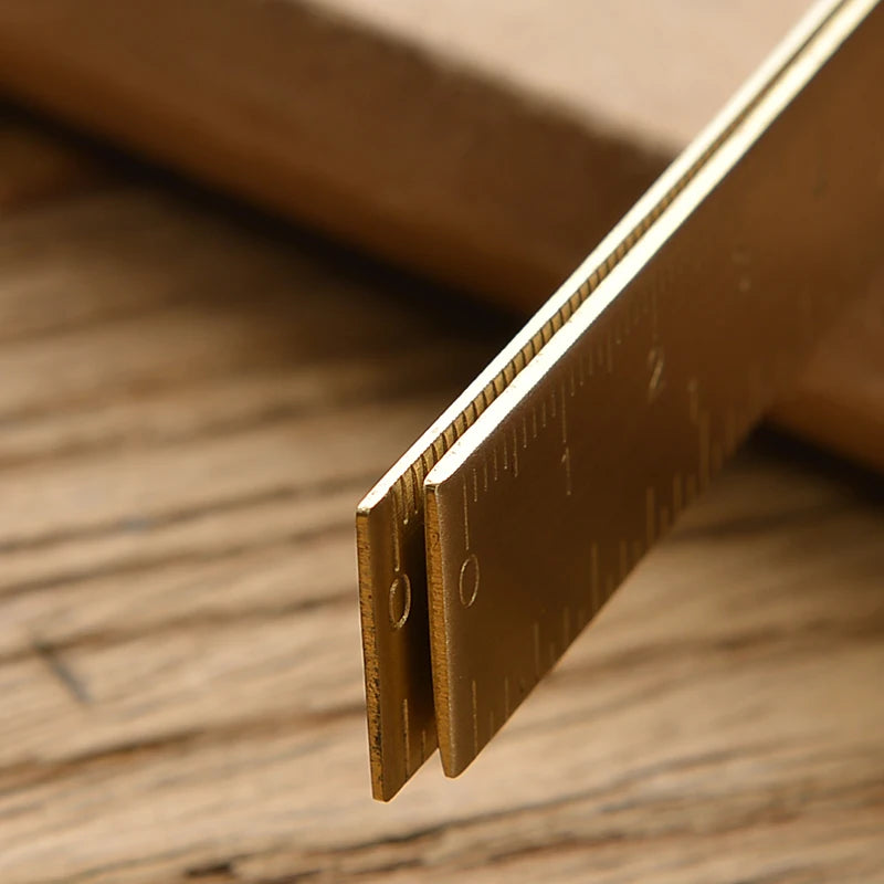 Retro Brass Straight Rulers – Metal Triangle Ruler & Protractor for School & Office Use