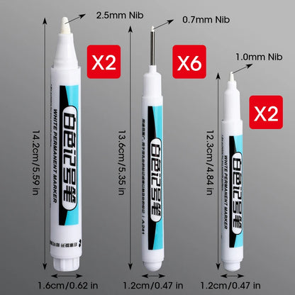 White Marker Oily Fine Tip Pen – Permanent Waterproof Marker for Metal, Glass & More