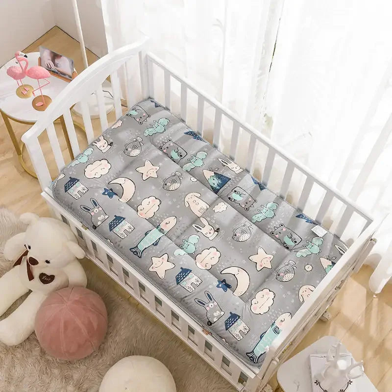 Thick Cotton Crib Mattress Pad – 120x60cm Baby Bed Cushion with Double-Sided Design