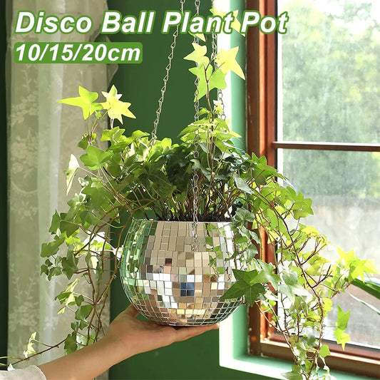 10/15/20CM Basket Disco Ball Hanging Planter Indoor Wall Hanging Creative Green Flower Pot Garden Decoration Gardening Hanging