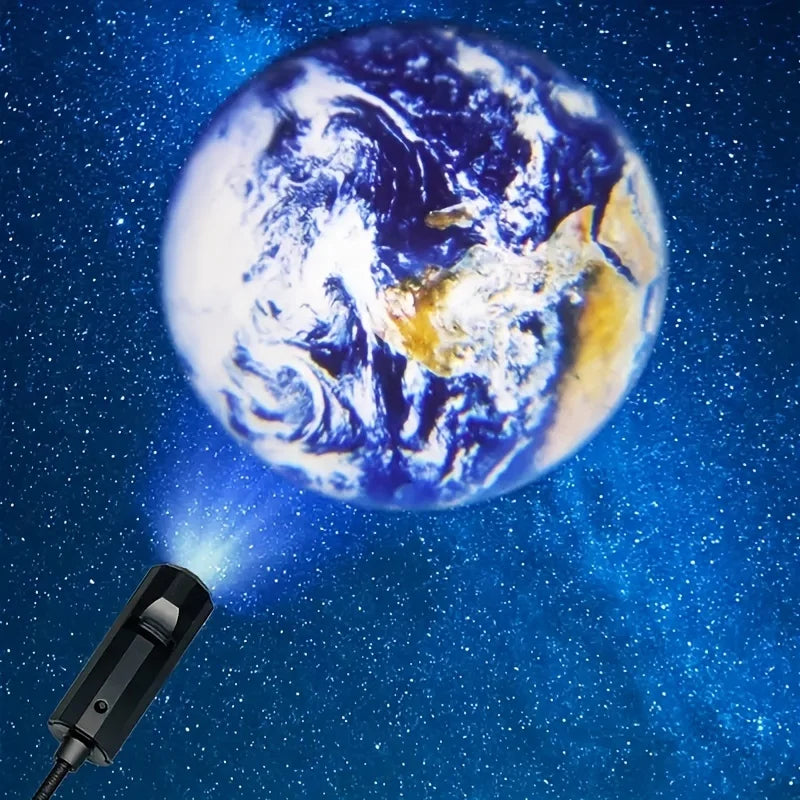 USB Moon & Earth Projection Light – Ceiling Atmosphere Lamp for Bedroom, Living Room & Night Sky Decor