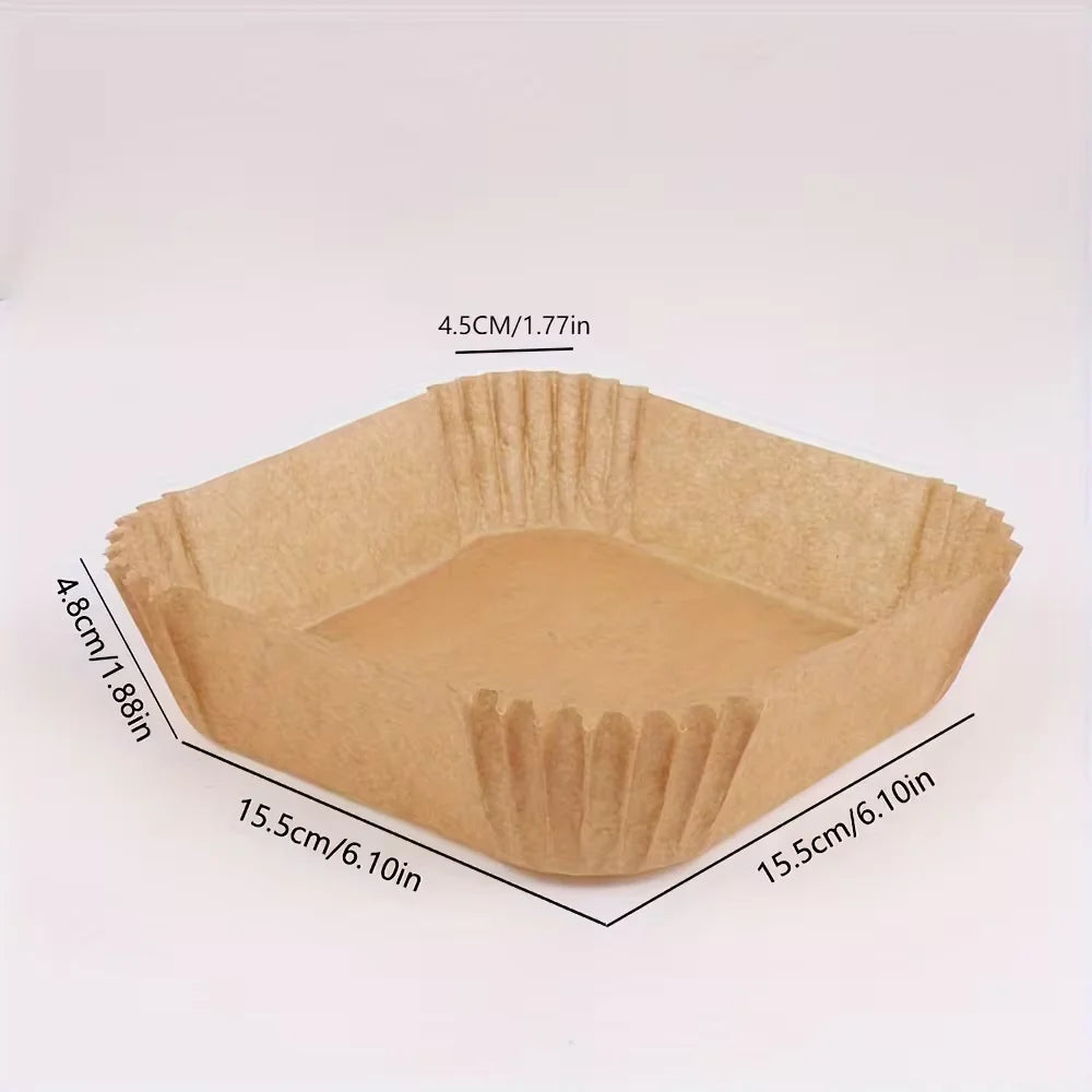 50/100PCS Air Fryer Special Paper Tray Household High Temperature Resistant Oil Absorbing Paper Pad Square Baking Paper Kitchen