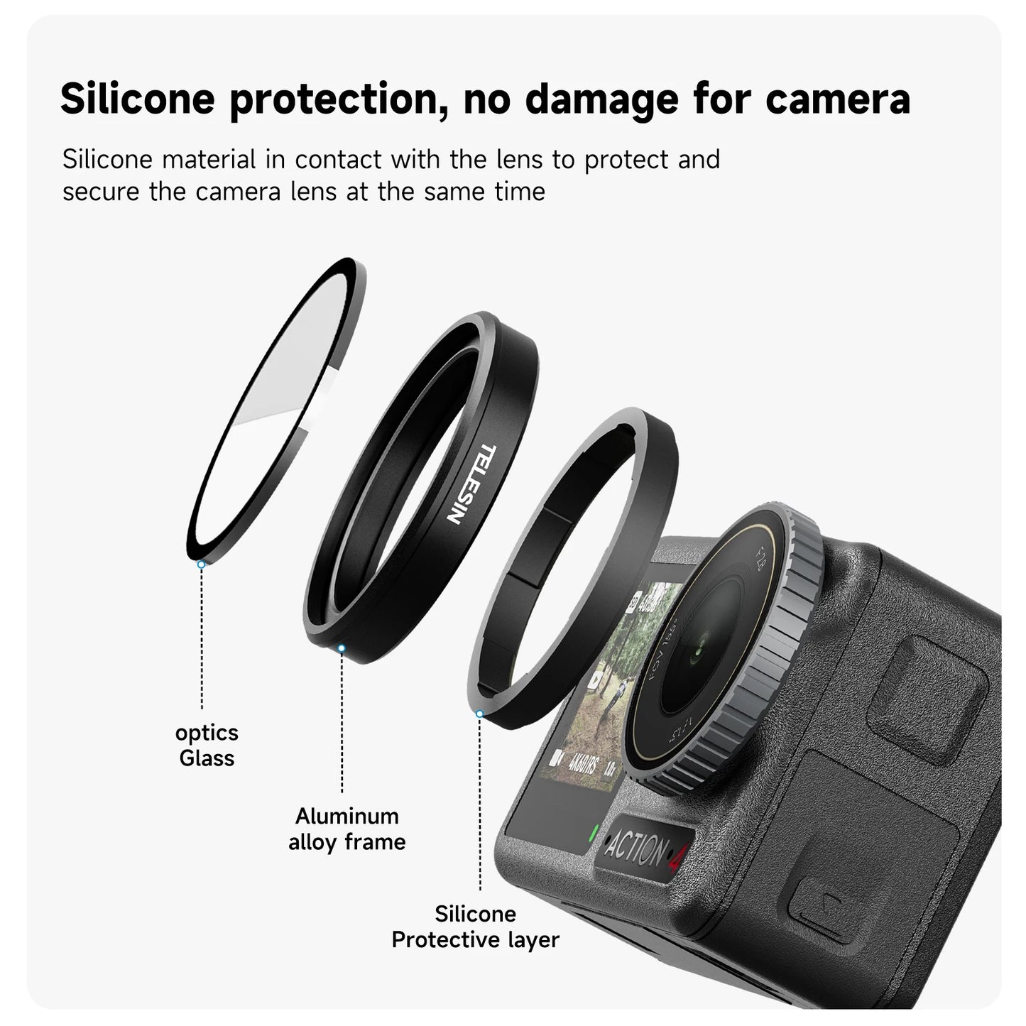 TELESIN CPL ND8 ND16 ND32 Lens Filter Set – Aluminium Frame Camera Filters for DJI OSMO Action 3/4/5 Pro