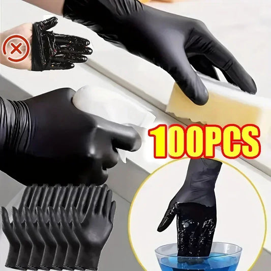 Disposable Black Nitrile Gloves – Latex-Free PVC Gloves for Cleaning, Gardening & Pet Care (10–100pcs)
