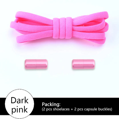 Colored Round No Tie Shoelaces – Elastic Lock Shoelaces with Matte Metal for Sneakers & Casual Shoes