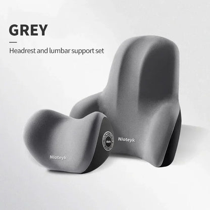 Car Memory Foam Neck Pillow & Lumbar Cushion – Ergonomic Backrest Support for Driving & Office