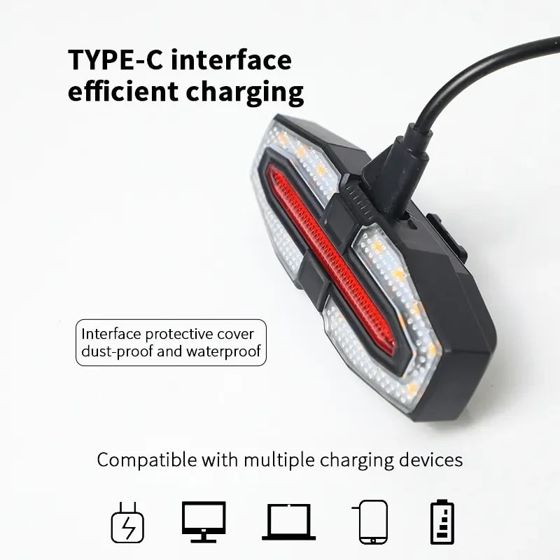 USB Rechargeable Wireless Bike Turn Signals – Waterproof Rear Light with Remote Control