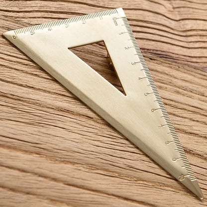 Retro Brass Straight Rulers – Metal Triangle Ruler & Protractor for School & Office Use