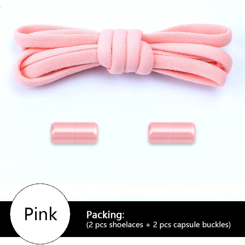Colored Round No Tie Shoelaces – Elastic Lock Shoelaces with Matte Metal for Sneakers & Casual Shoes