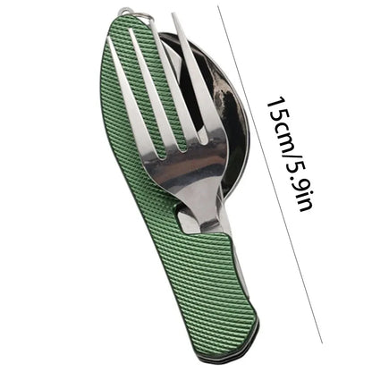 Foldable Camping Utensil Set – Stainless Steel Knife Fork Spoon Combo for Outdoor Travel, Hiking & Picnic