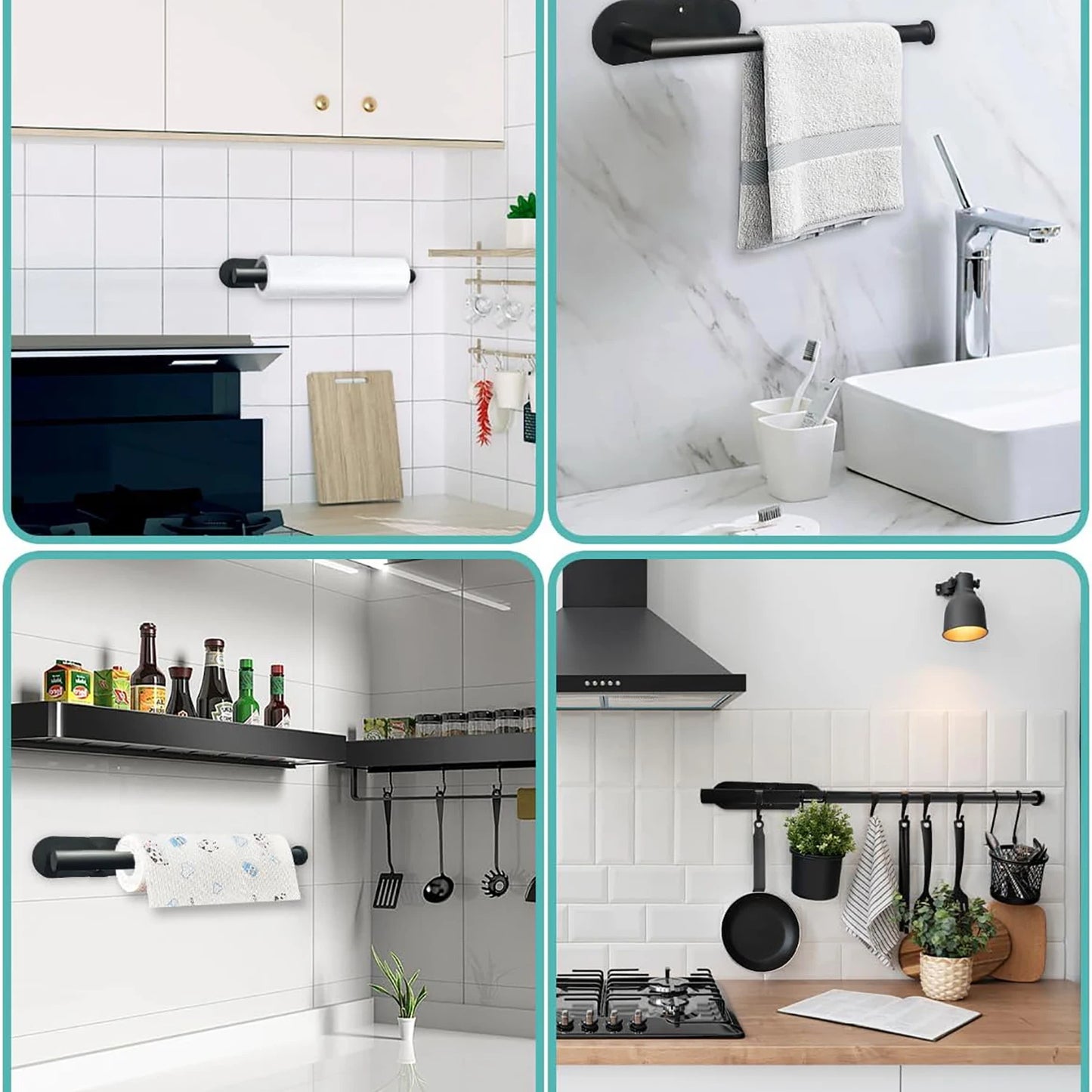 Adhesive Paper Towel Holder – Under Cabinet Tissue Rack for Kitchen & Bathroom Storage