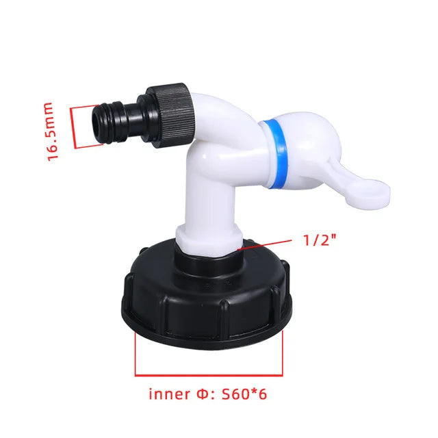 IBC Tank Adapter with Tap – S60X6 Garden Hose Connector for Irrigation