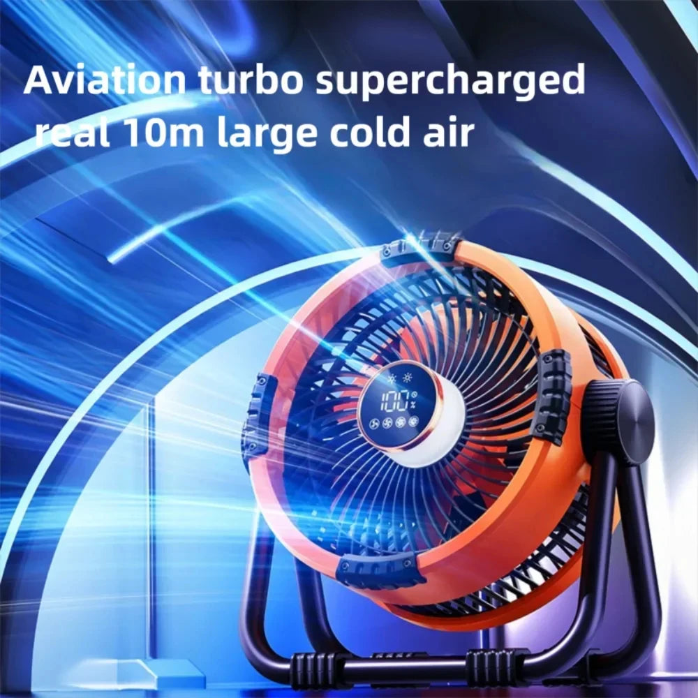 Camping Fan with Light & Power Bank – Rechargeable Ceiling Fan with 3-Speed Night Light
