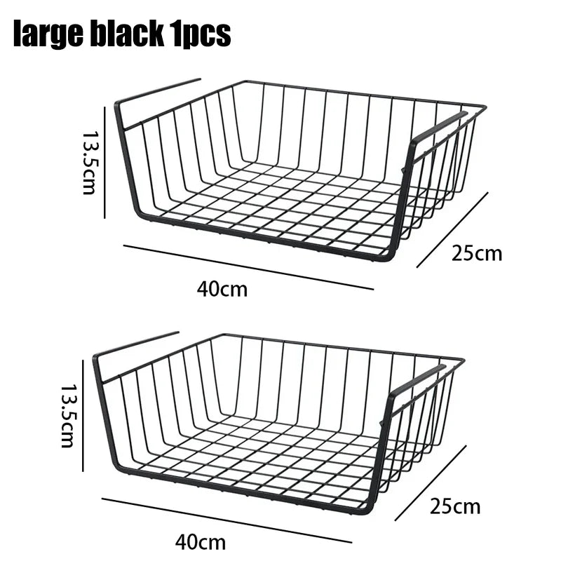 Multi-Functional Perforated Hanging Storage Basket – Iron Wire Rack for Kitchen & Bathroom Organization