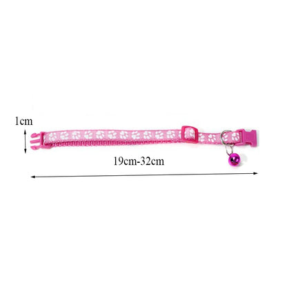 Adjustable Cat Collar with Bell – Dog Print Pet Necklace in Multiple Colors