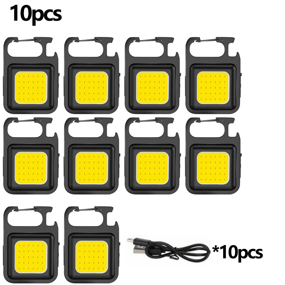Super Bright Mini COB Keychain Flashlight – Portable Rechargeable Camping Light with Magnet & 4 Lighting Modes