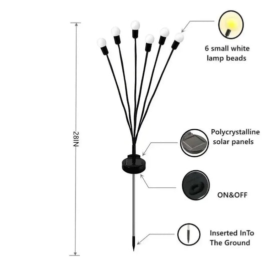 Solar Firefly Garden Lights – Waterproof LED Outdoor Pathway Lights (6/8/10 Heads)
