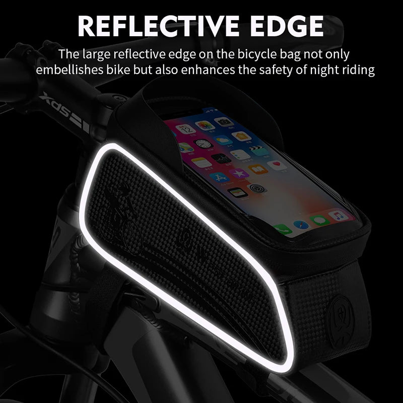 WEST BIKING Waterproof Bicycle Frame Bag – Front Top Tube Storage with Touchscreen Phone Case for MTB & Road Bikes