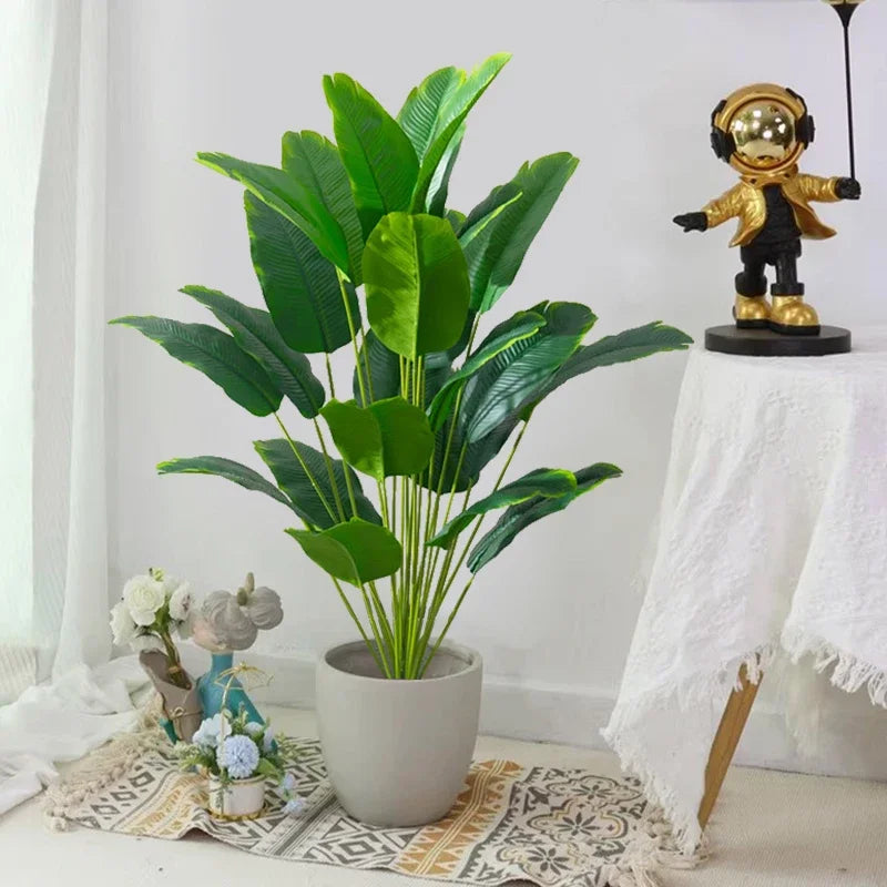 Artificial Tropical Palm Tree – Real Touch Fake Banana & Monstera Leaves for Home, Garden & Party Decor