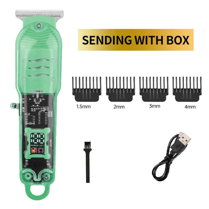 Transparent Hair Clipper with Power Display – 2023 Rechargeable Shaver for Men with Digital Screen