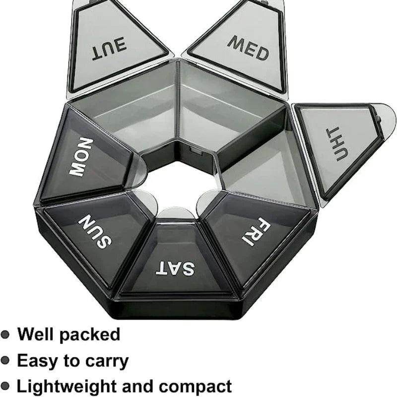Mini 7-Day Pill Organizer – Small Portable Weekly Pill Box for Travel, Vitamins & Medicine