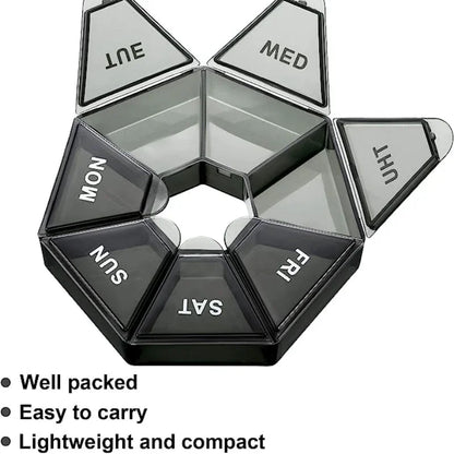 Mini 7-Day Pill Organizer – Small Portable Weekly Pill Box for Travel, Vitamins & Medicine