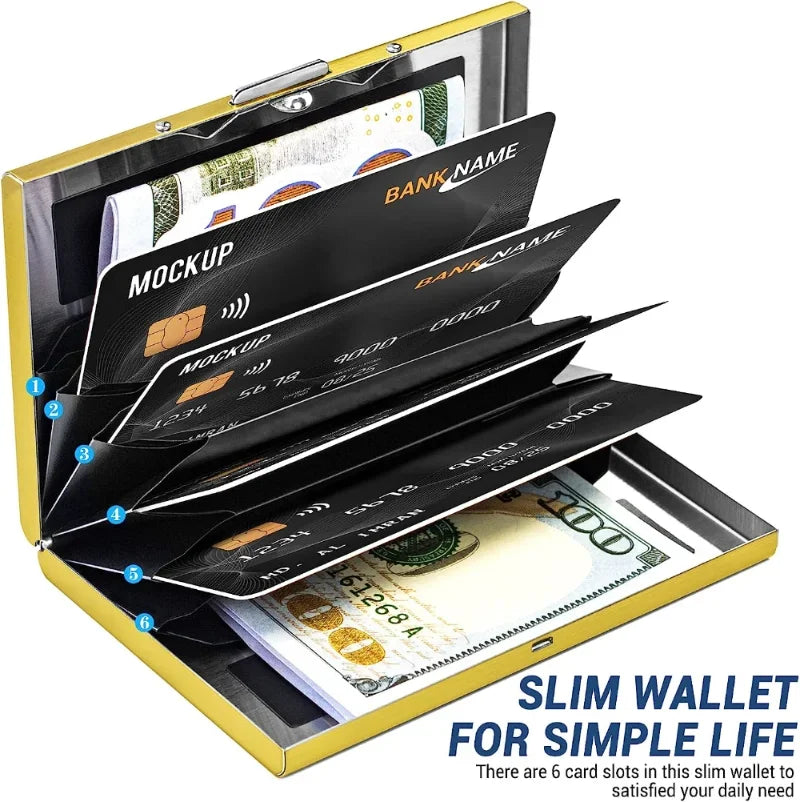 Anti-Scan RFID Blocking Aluminum Metal Card Holder – Slim Wallet for Business and Travel