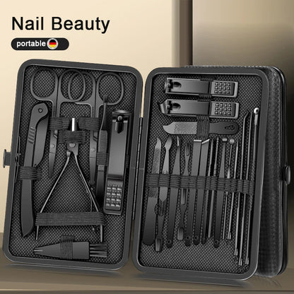 24-Piece Stainless Steel Manicure Set – Professional Nail Clipper Kit with Scissors, Ear Spoon, and Grooming Tools
