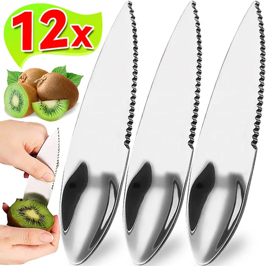 12/6/3pcs Stainless Steel Kiwi Peeler & Fruit Scooper – Serrated Peeling Knife & Cutter