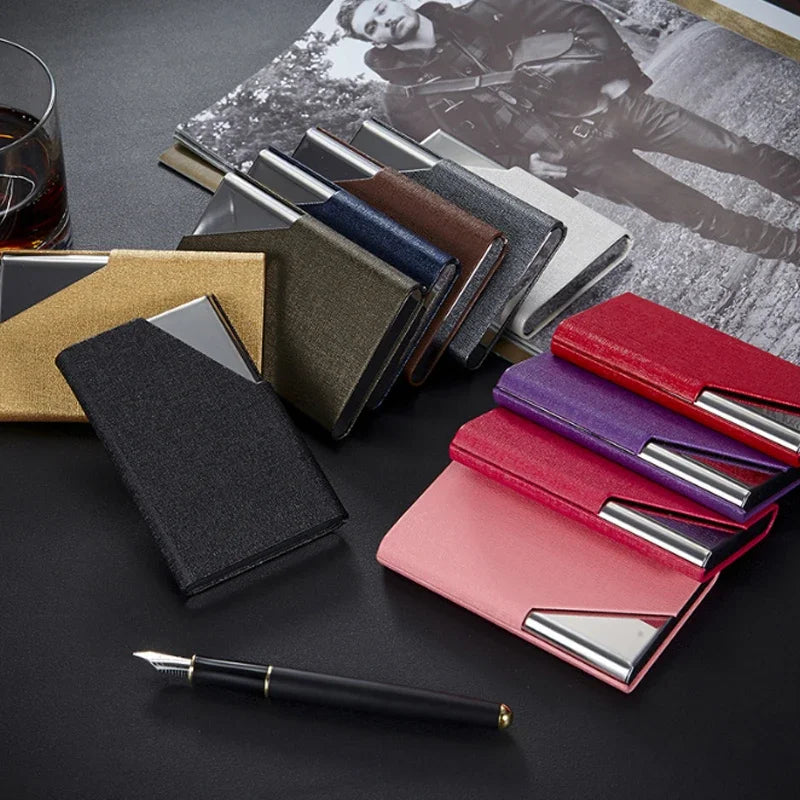 Luxury Laser Engraved Logo PU Leather Business Card Holder – Fashionable ID Credit Case