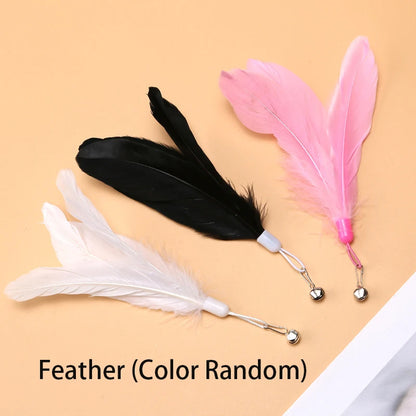 Interactive Handfree Cat Toy – Feather Teaser Wand with Suction Cup for Kitten Play