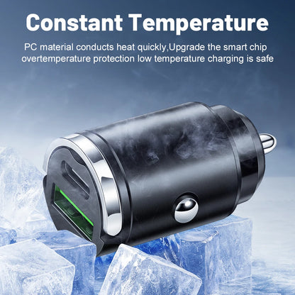 Mini PD USB Car Charger – Type-C Fast Car Charger with QC3.0 for iPhone, Samsung, Xiaomi & Huawei