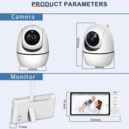 5.0 Inch Video Baby Monitor with Pan Tilt Camera – Wireless Two-Way Audio, Night Vision & VOX Alert
