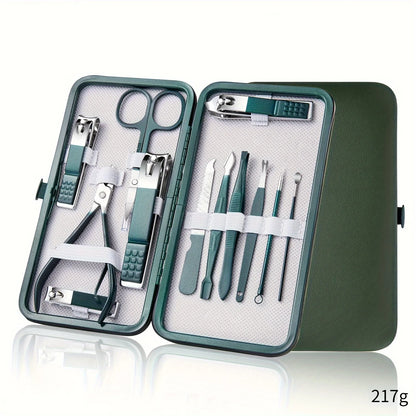 Professional 7/10/12/18 Piece Stainless Steel Nail Care Kit – Manicure & Pedicure Set with Travel Case