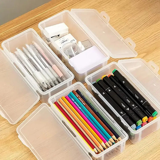 LOLEDE Transparent Pencil Case – Durable Stationery Organizer Box for School & Office Supplies