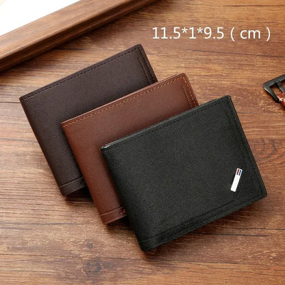 Men’s PU Leather Short Wallet – Slim Foldable Minimalist Wallet for Everyday Use