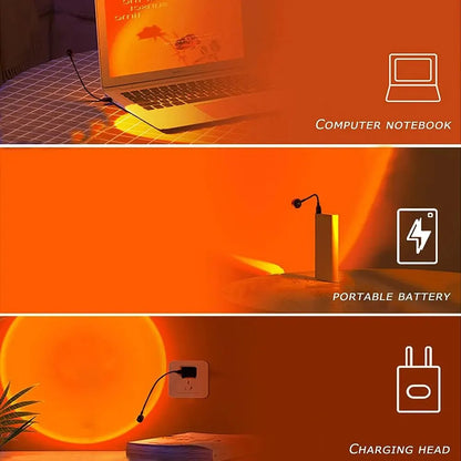 USB Sunset Ambiance Light – Portable Warm Glow Lamp for Aesthetic Room Decor, Photography & Mood Lighting