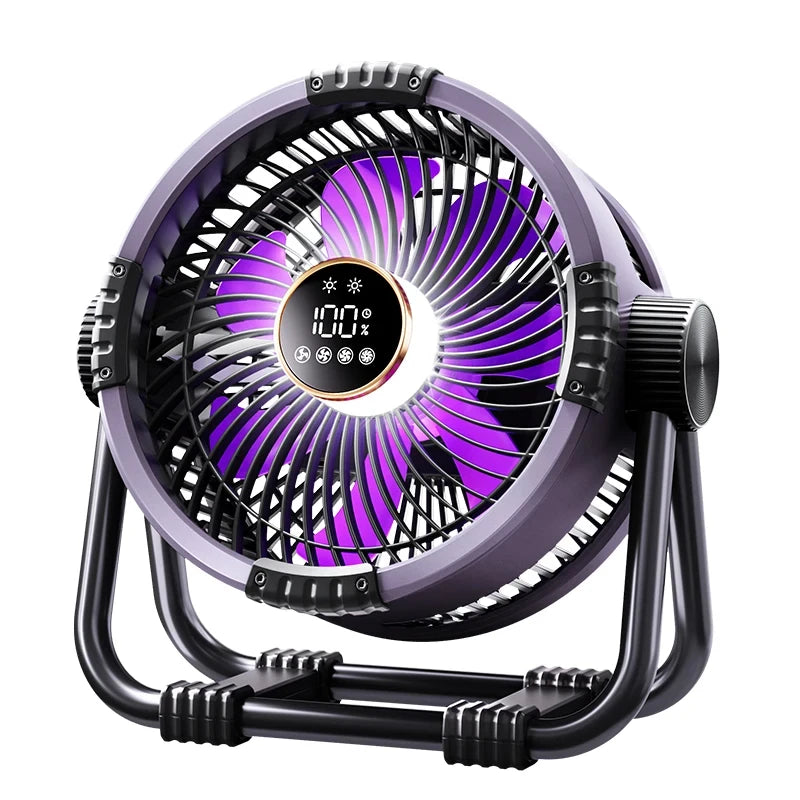 Camping Fan with Light & Power Bank – Rechargeable Ceiling Fan with 3-Speed Night Light