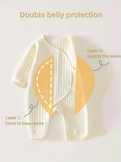 Newborn Boys Girls Cotton Bodysuit – Thickened Winter Onesie for Toddler Home Wear