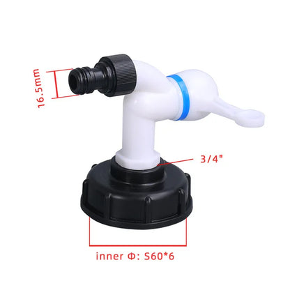 IBC Tank Adapter with Tap – S60X6 Garden Hose Connector for Irrigation