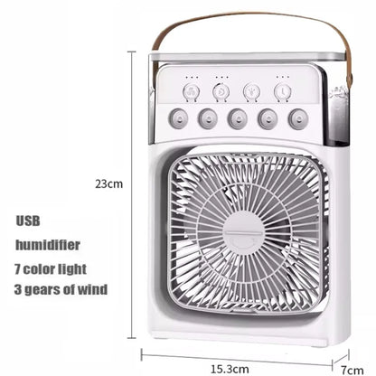 3-in-1 Household Air Cooler Fan – LED Night Light, Humidifier & USB-Powered Mini Air Conditioner