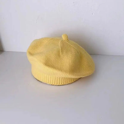 Flower Baby Beret Hat – Winter Warm Knitted Beanie Cap for Infant Girls