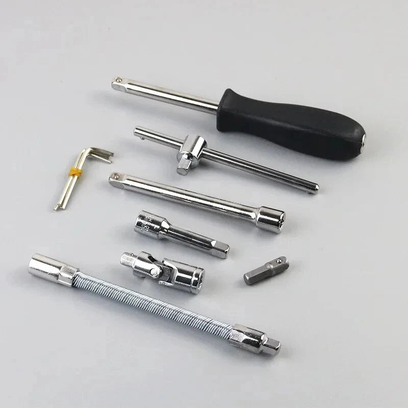 46PCS Car Repair Tool Kit – 1/4-Inch Socket & Ratchet Set for Auto Maintenance & Torque Wrench Jobs