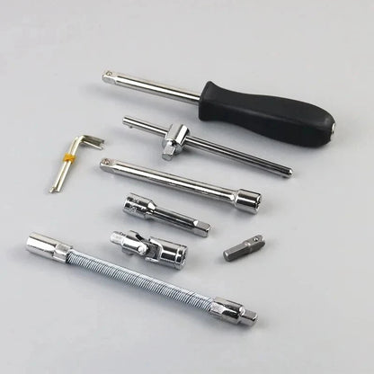 46PCS Car Repair Tool Kit – 1/4-Inch Socket & Ratchet Set for Auto Maintenance & Torque Wrench Jobs