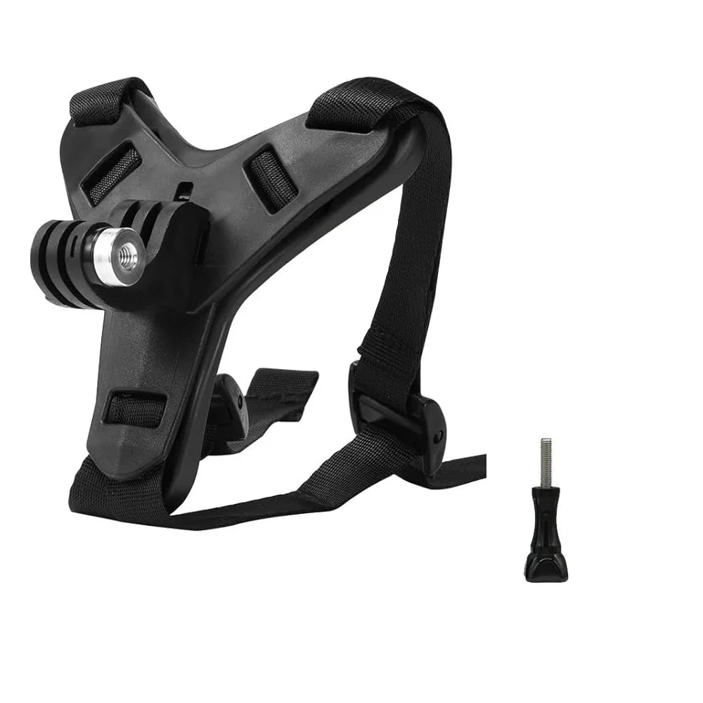Helmet Strap Mount for GoPro Hero 12/11/10/9/8/7/6/5/4 – Full Face Motorcycle Chin Mount for Action Cameras & Yi Sports Cams