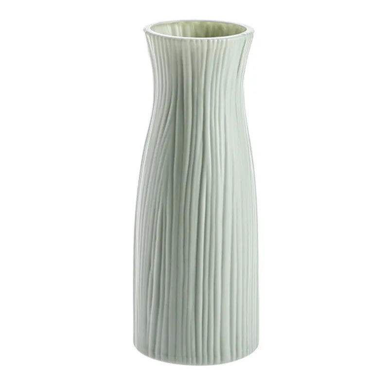 White Imitation Ceramic Plastic Vase – Nordic Decorative Flower Pot for Home, Wedding, or Table Centerpiece
