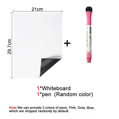 A4 Magnetic Dry Erase Board – Flexible Fridge Whiteboard Sheet for Kitchen Memo & Grocery List